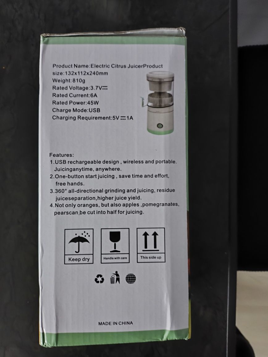 Wyciskarka do owoców, bezprzewodowa, USB-C