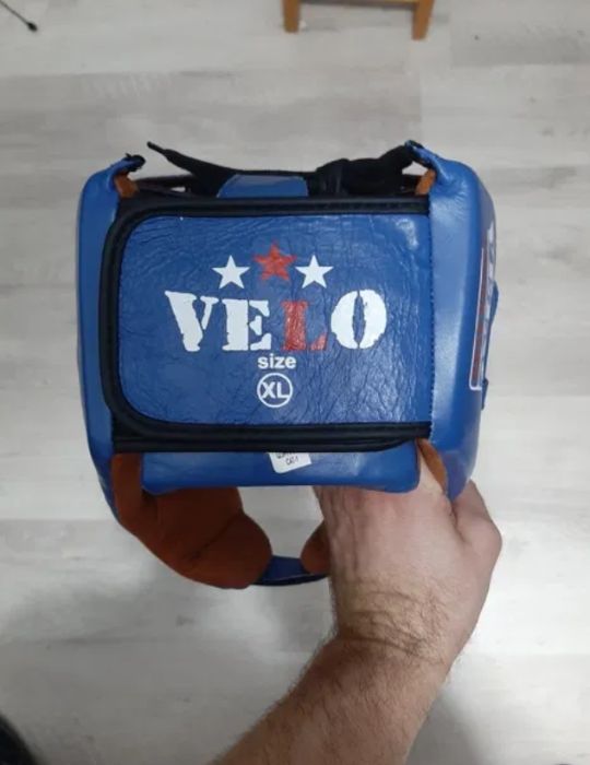 Кожаный шлем для бокса, кикбоксинга самбо Velo размер XL rival