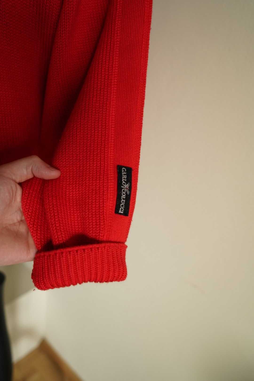 Carlo Colucci męskie czerwony sweter oversize XL