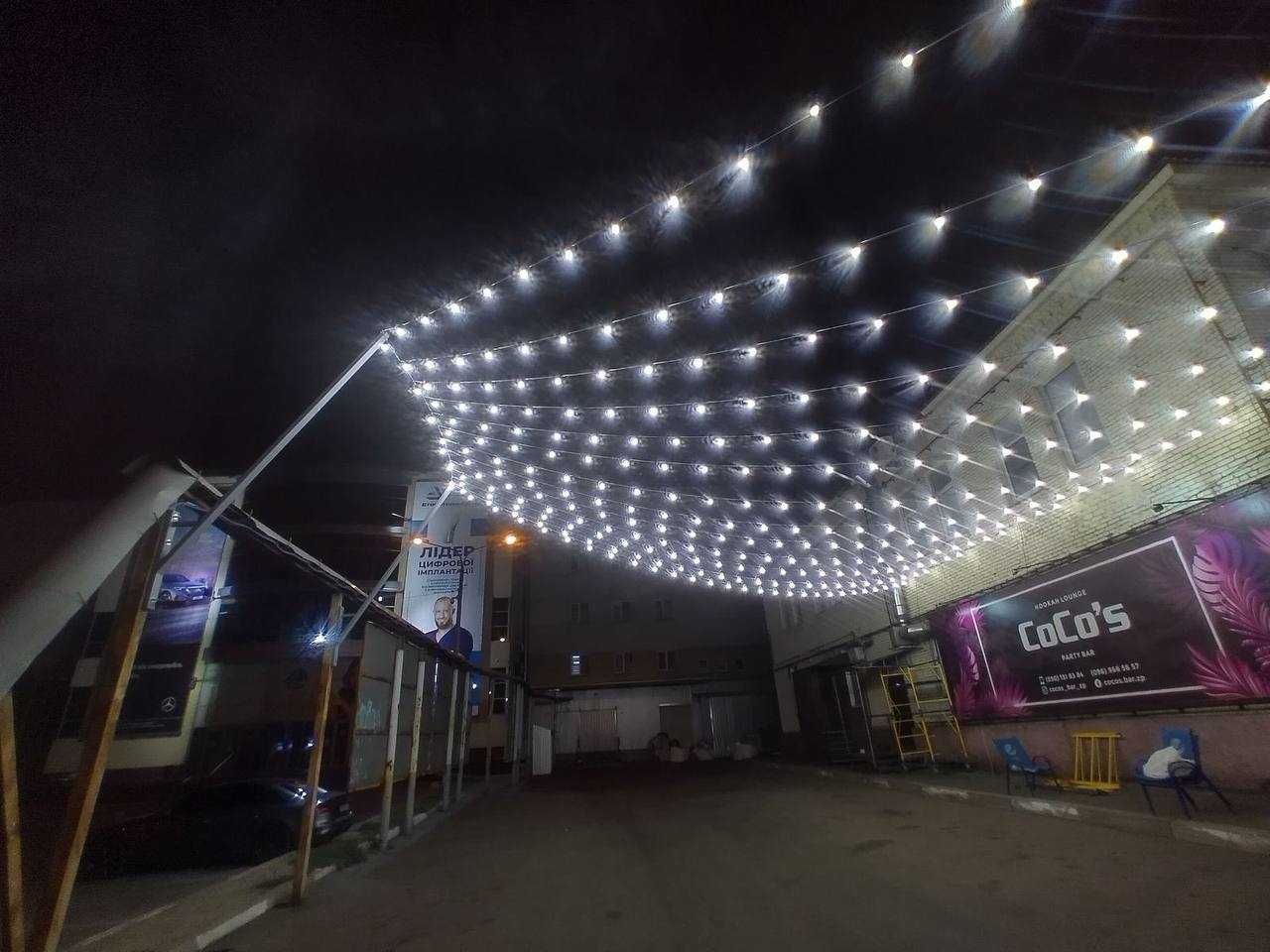 Встановлення вуличних ретр гірлянд монтаж Belt Light під лампуRetro9 4