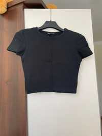 Czarny crop top Zara S 36 bawełna T-shirt