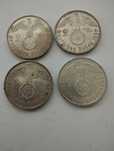 Moedas Prata 2 Reichsmark 1937, 1938 e 1939 com cruz suástica Alemanha