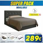 Cama de Casal Estofada Malibu + Estrado + Colchão