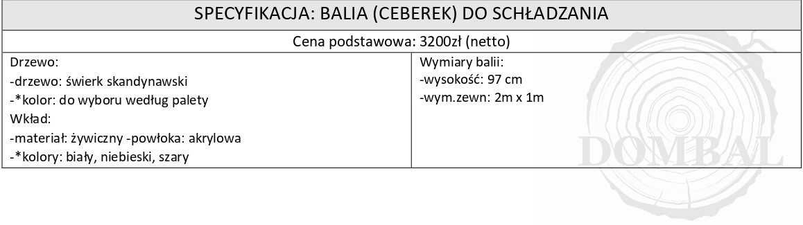 Balia (CEBEREK) do schładzania