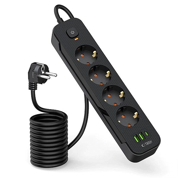 Listwa zasilająca Tech-Protect PCL4X3/4 gniazda 240V + 2xUSB-A + 1xUSB