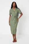Dorothy Perkins 42 Xl Koszulowa Sukienka Midi Khaki H17300