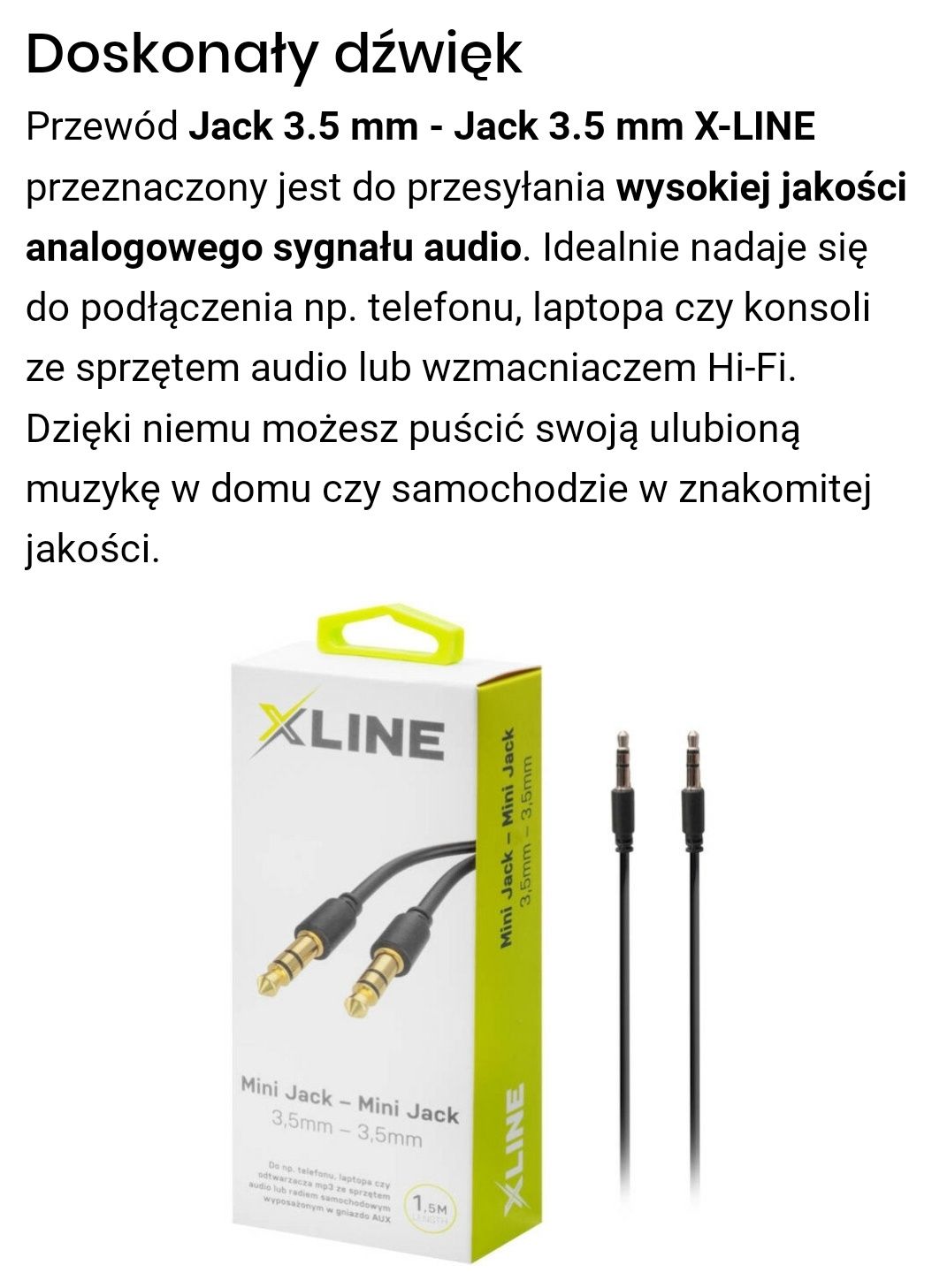 Kabel Jack 3.5 mm - Jack 3.5 mm XLINE 1.5 m