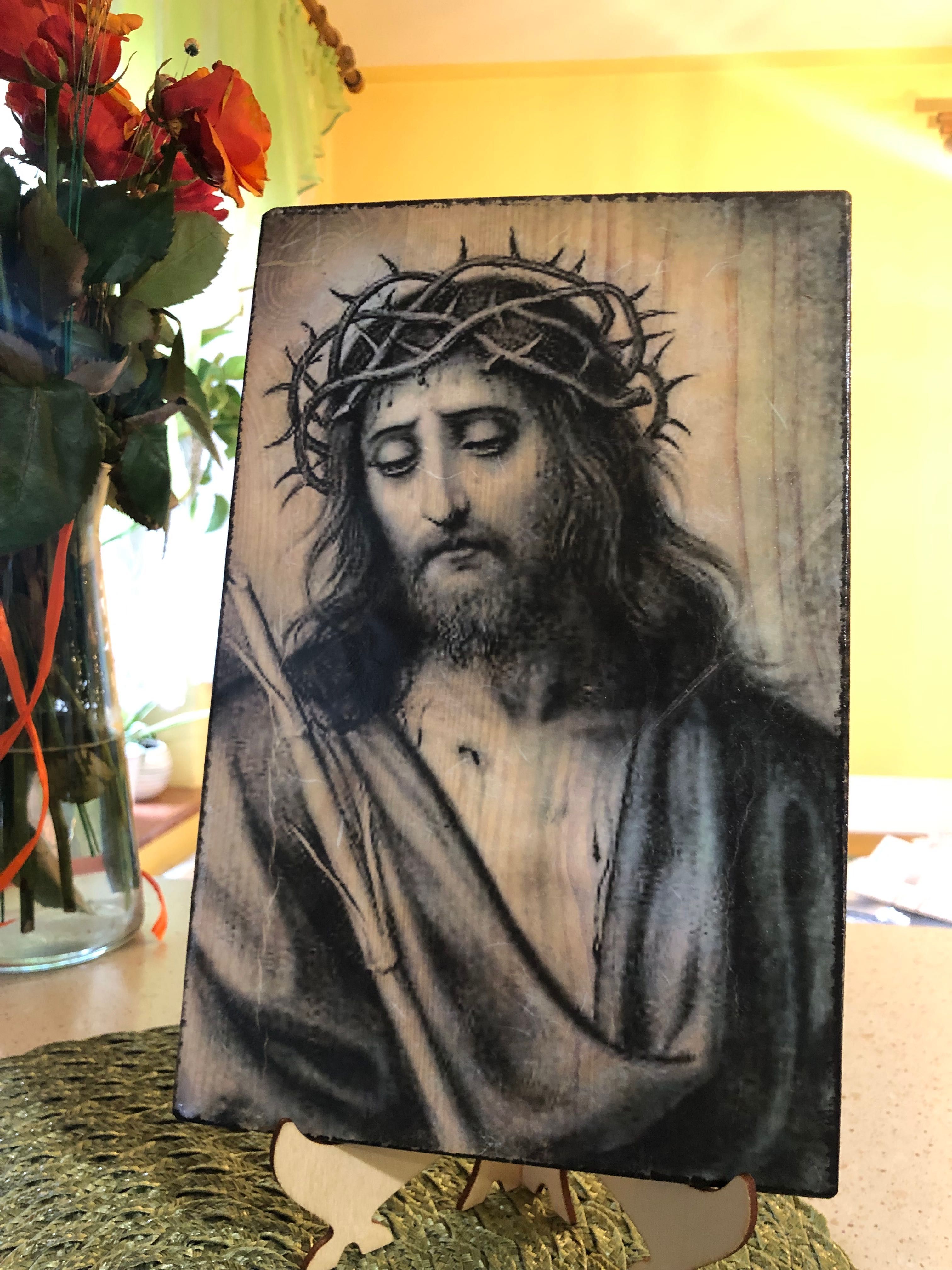 Obraz na desce -Jezus w cierniowej koronie