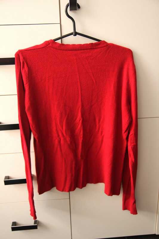 Czerwony sweterek rozpinany, L/XL