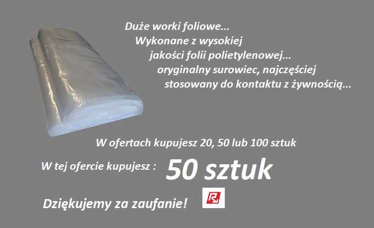 worki polietylenowe LD folia 70/100 cm 50 mikronów 50 sztuk