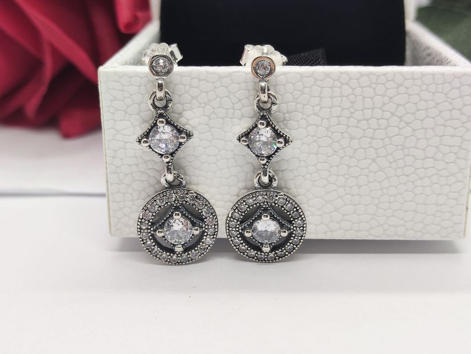 Piękne srebrne kolczyki wiszące vintage srebro S925