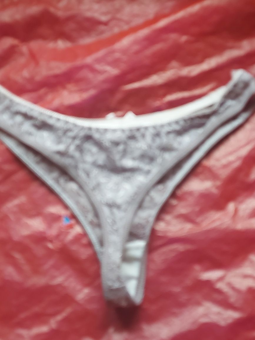 Stringi damskie koronkowe szare rozmiar S/M