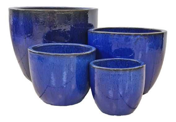 Vaso de cerâmica azul