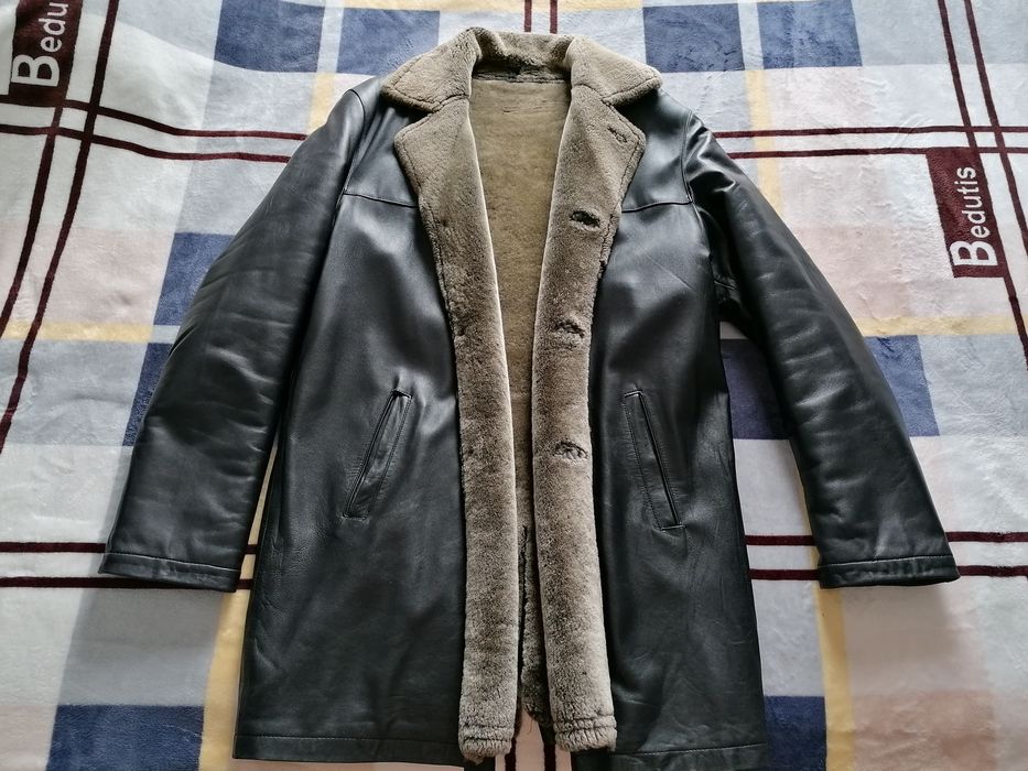 Шкіряна чоловіча зимова куртка