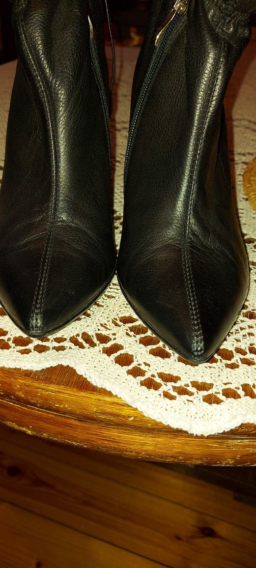 Botki giulio santoro czarne skora naturalna ( Nowe) 39-40
