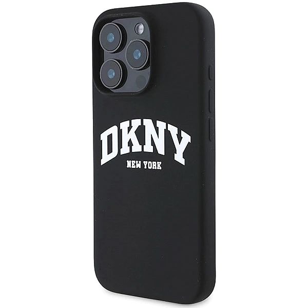 Etui DKNY Silicone White Printed Logo MagSafe na iPhone 16 Pro - czarn