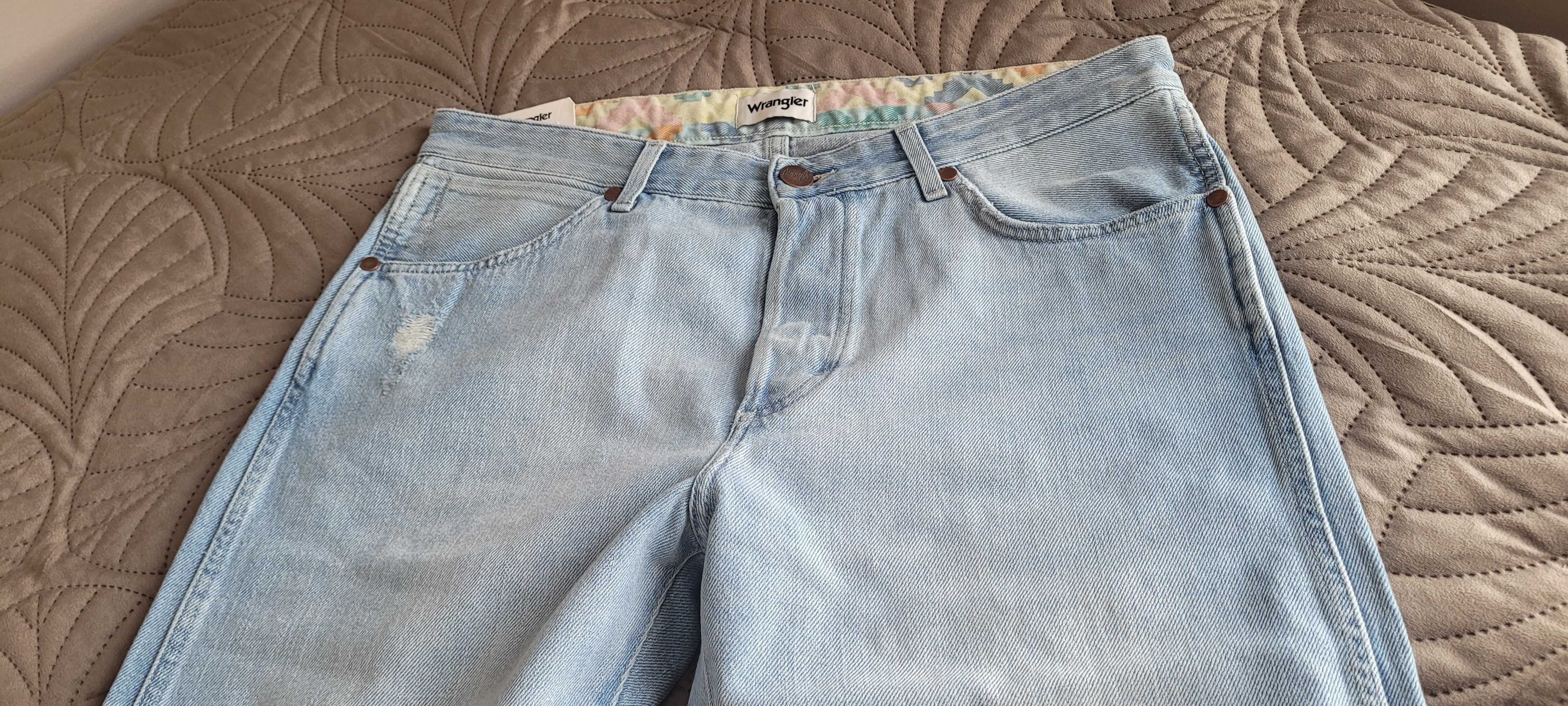 34-32 Wrangler Slider nowe z metka jeans denim spodnie jasne tapered