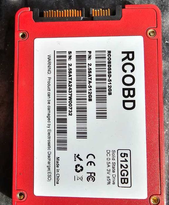 SSD SATA 512GB marca rcobd