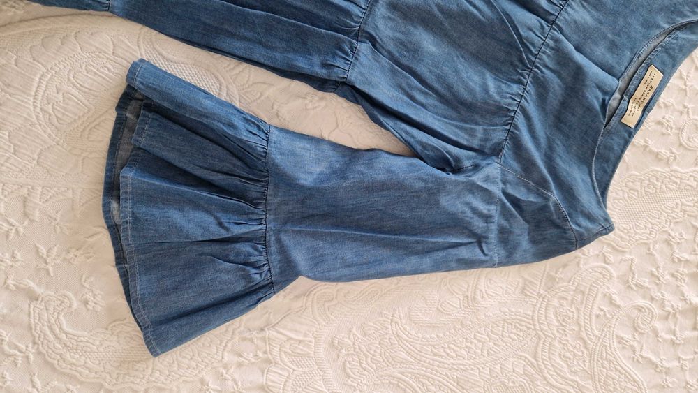 Vestido de ganga, Zara, tamanho XS com folhos