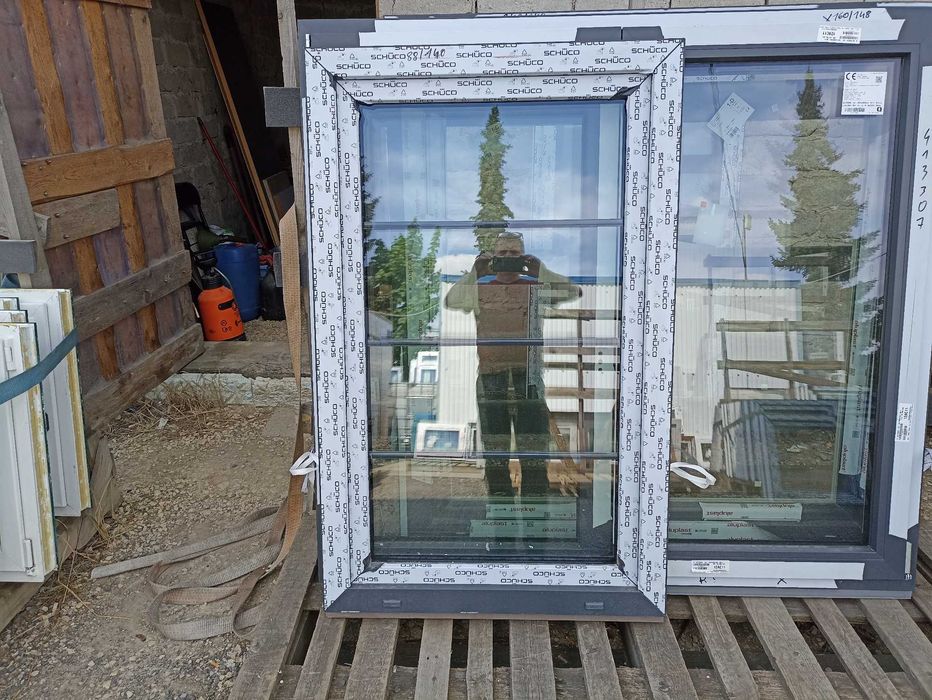 Okno pcv 88/140 antracyt trzy szybowe