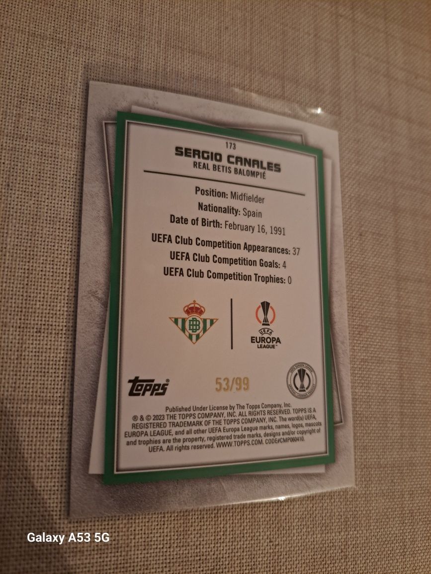 Carta futebol numerada 99