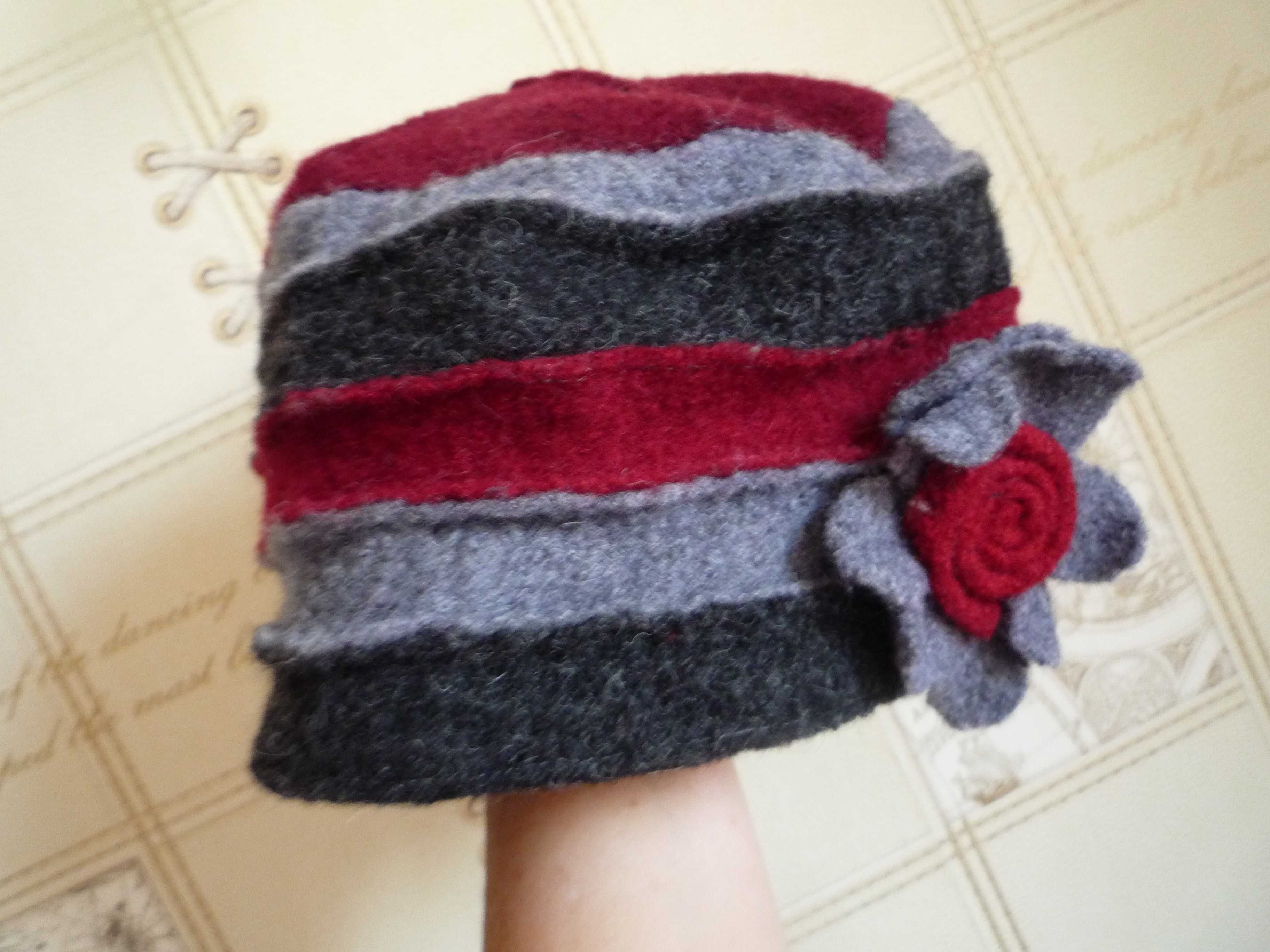 Handmade теплая шерстяная шапка шапочка шерсть в стиле бохо цветок