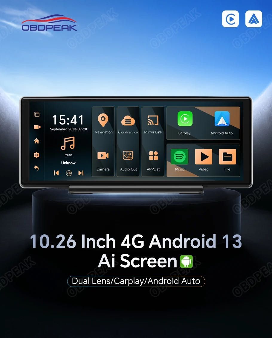 OBDPEAK K50 LTE авто екран, Відеореєстратор, 4/64ГБ Android 13