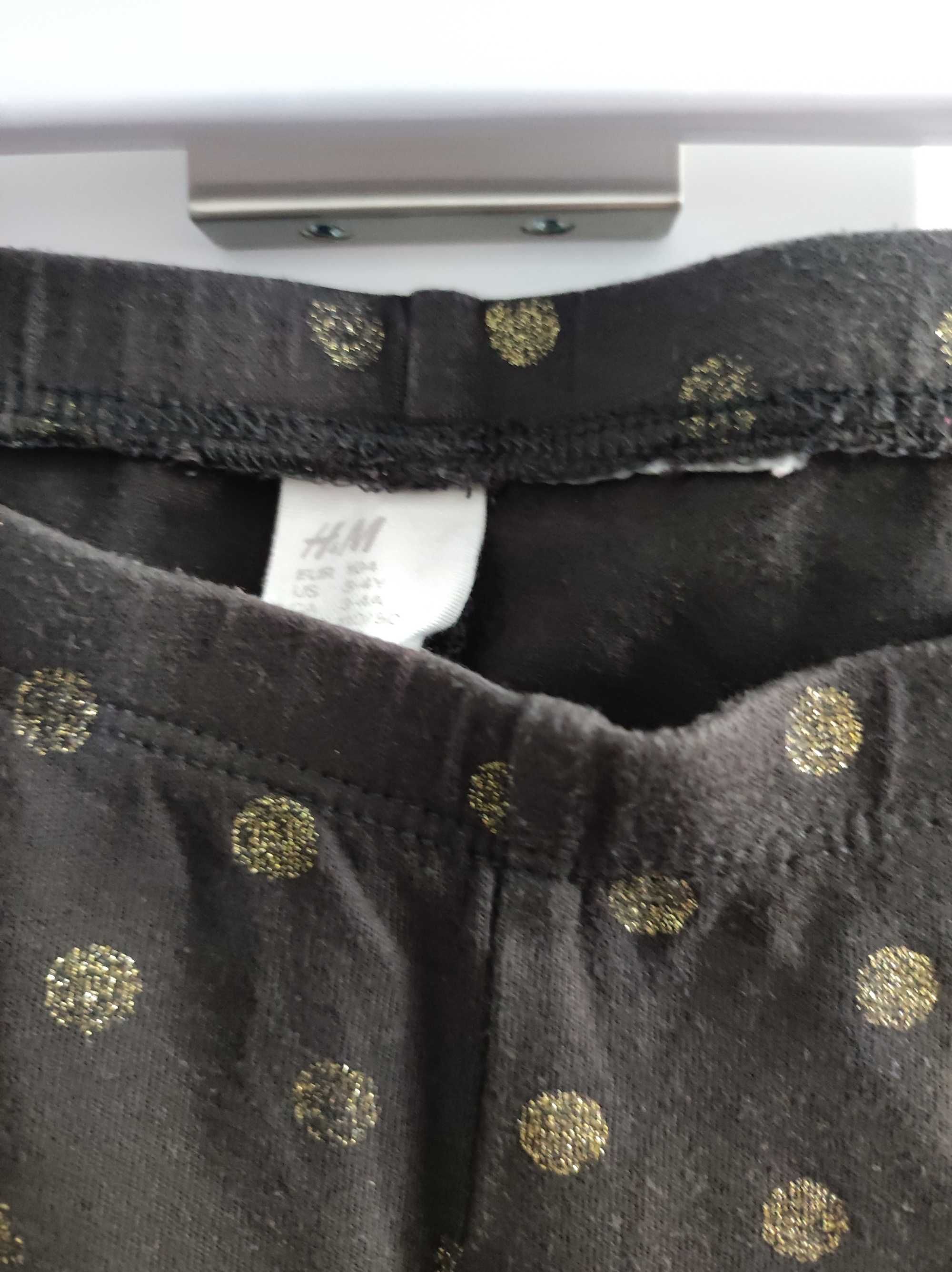 H&M legginsy bawełniane r. 104 ciemne w złote kropki