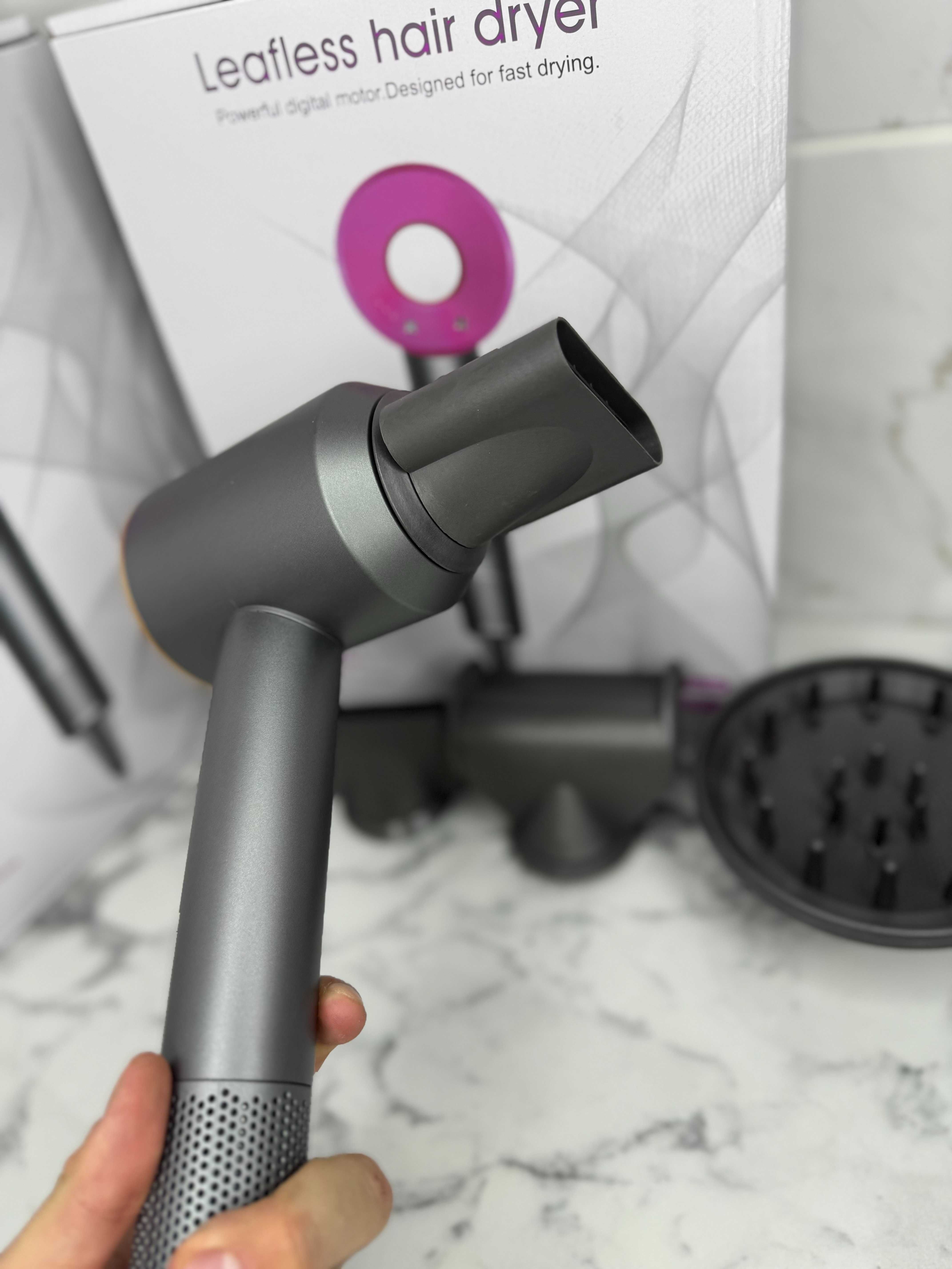 Дайсон сірий з золотим + 5 насадок фен Super Hair Dryer с ионизацией