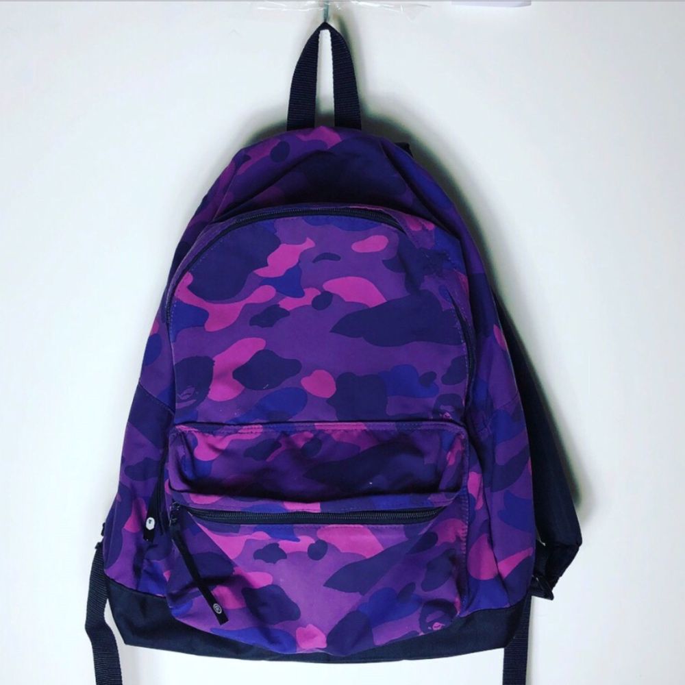 Bape backpack purple camo coloe a baping ape ykk рюкзак на молнии бейп