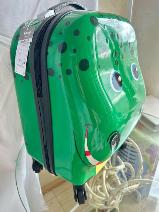 Нова брендова 3D якісна валіза дитяча дінозавр крокодил зелена