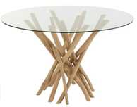 Mesa de Jantar redonda com Ramos e Vidro Natural/Transparente, Ø120x75