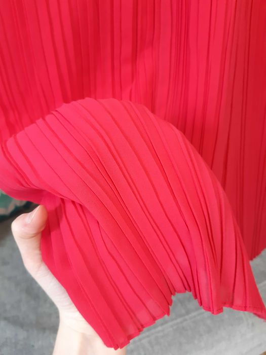 różowa malinowa długa sukienka maxi plisowana weselna plus size XXXL