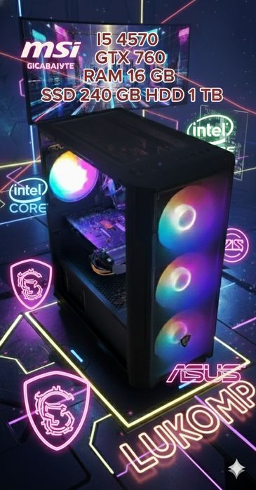 PC Wiedzmin 3,SF25 I5-4570\GTX 760 2GB DDR5\Ram 16GB\SSD 240GB\1TB