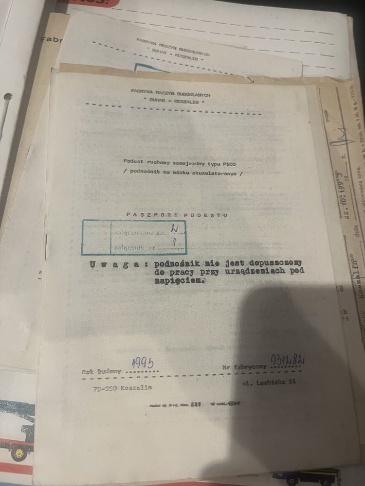 Podnosnik koszowy bumer p100