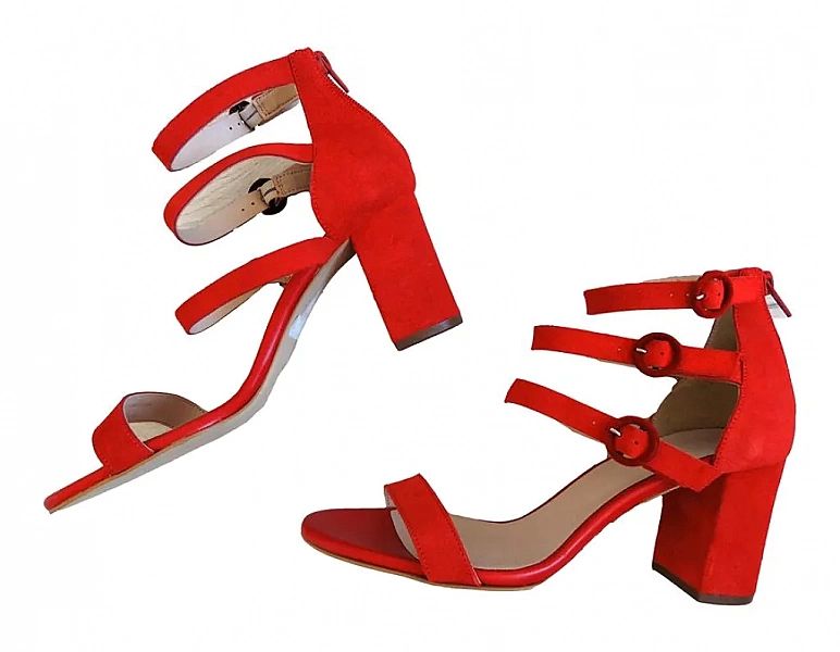Bianco Shoes Czerwone Sexy Sandały Premium Słupku