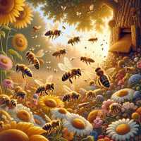 Pszczoły na ramce Dadant