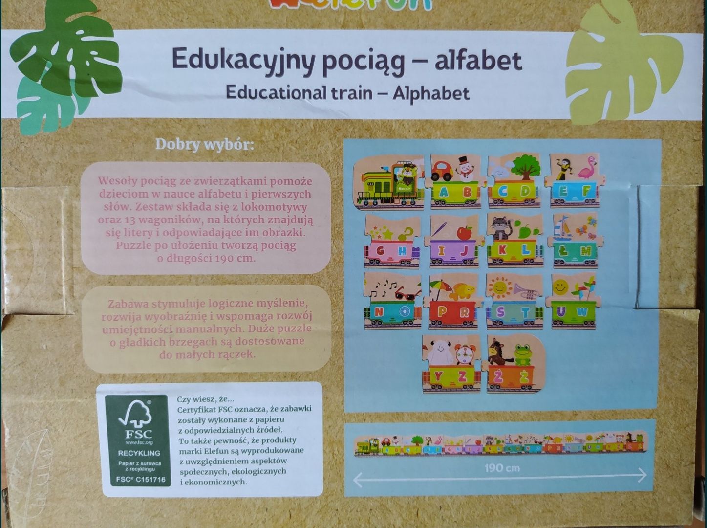 Edukacyjny pociąg 190cm - alfabet