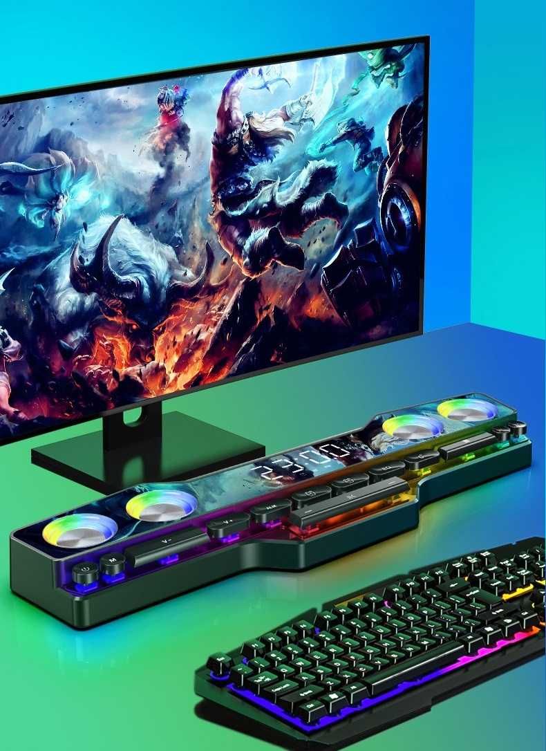 Głośnik Bezprzewodowy Bluetooth Gamingowy Soundbar RGB Radio Wyprzedaż