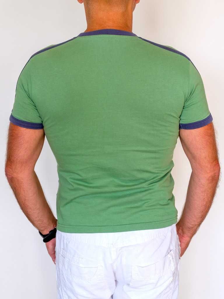 T-shirt Koszulka męska zielona z krótkim rękawem okrągłym dekoltem