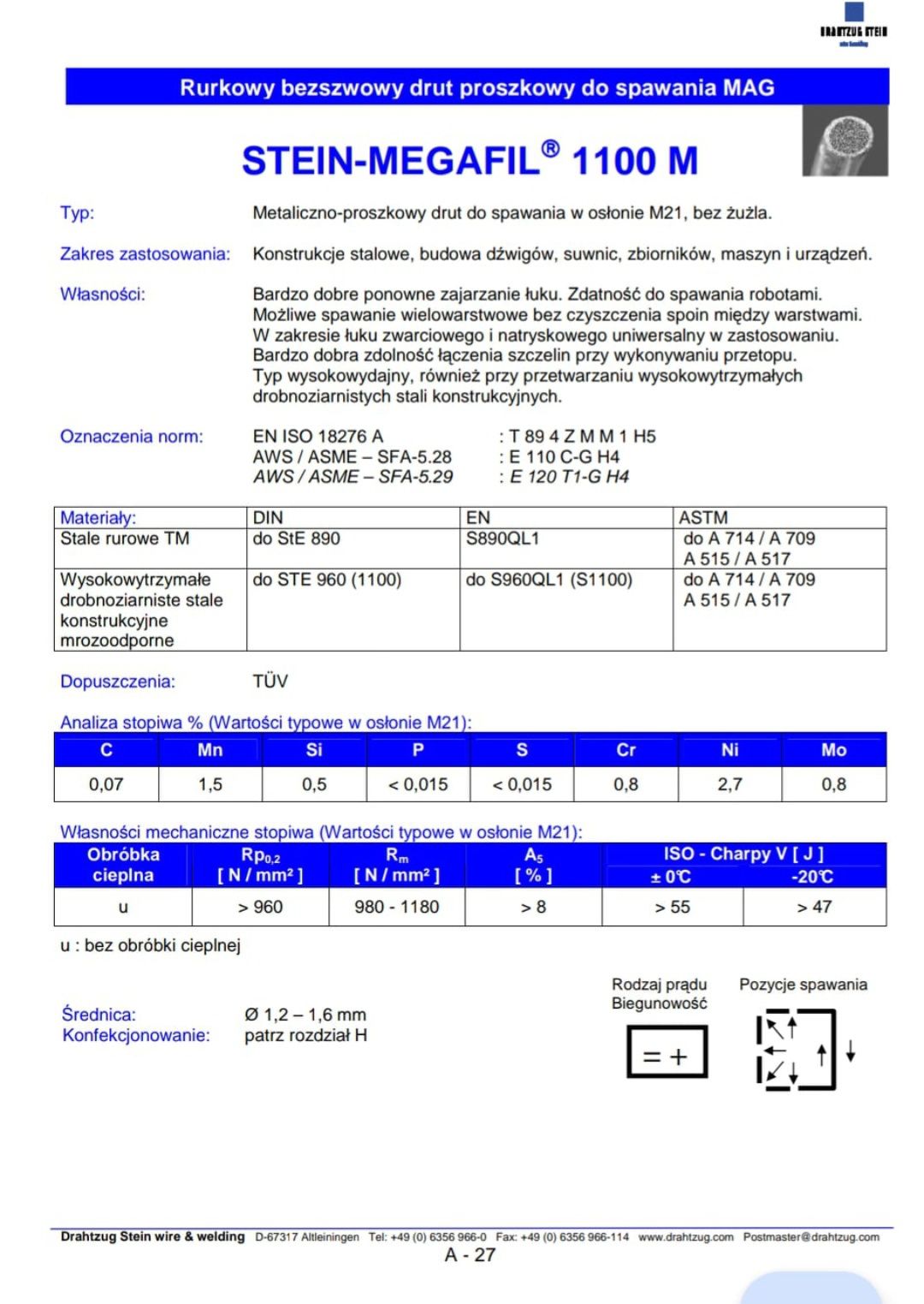 Drut spawalniczy proszkowy 1.2 16kg SQL