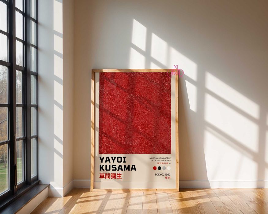 Plakat Yayoi Kusama, czerwone kropki, nowy 61x91