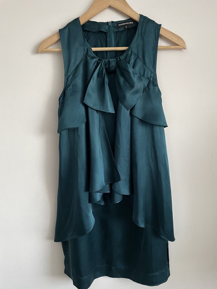 100% jedwab Pure Silk sukienka jedwabna butelkowa zielen Warehouse 34