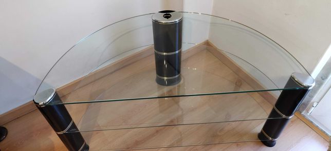 Mesa em vidro oval c/3 prateleiras