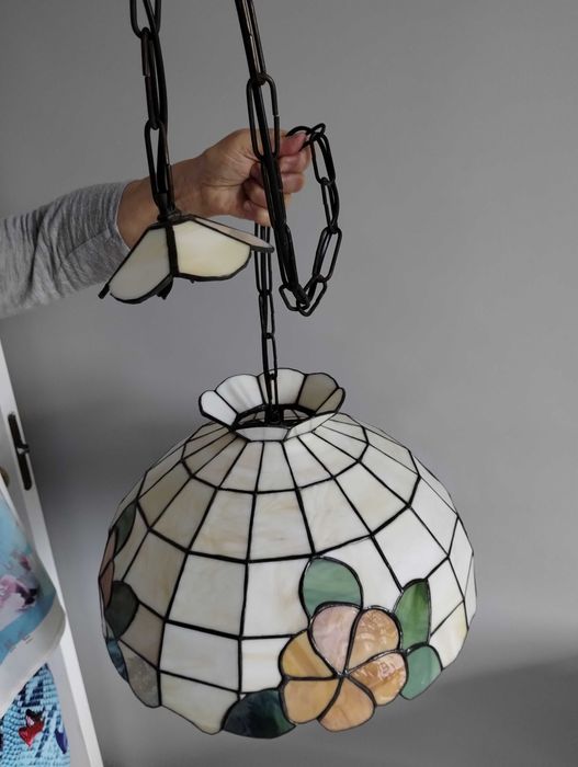 Lampa wisząca witrażowa + dwa kinkiety