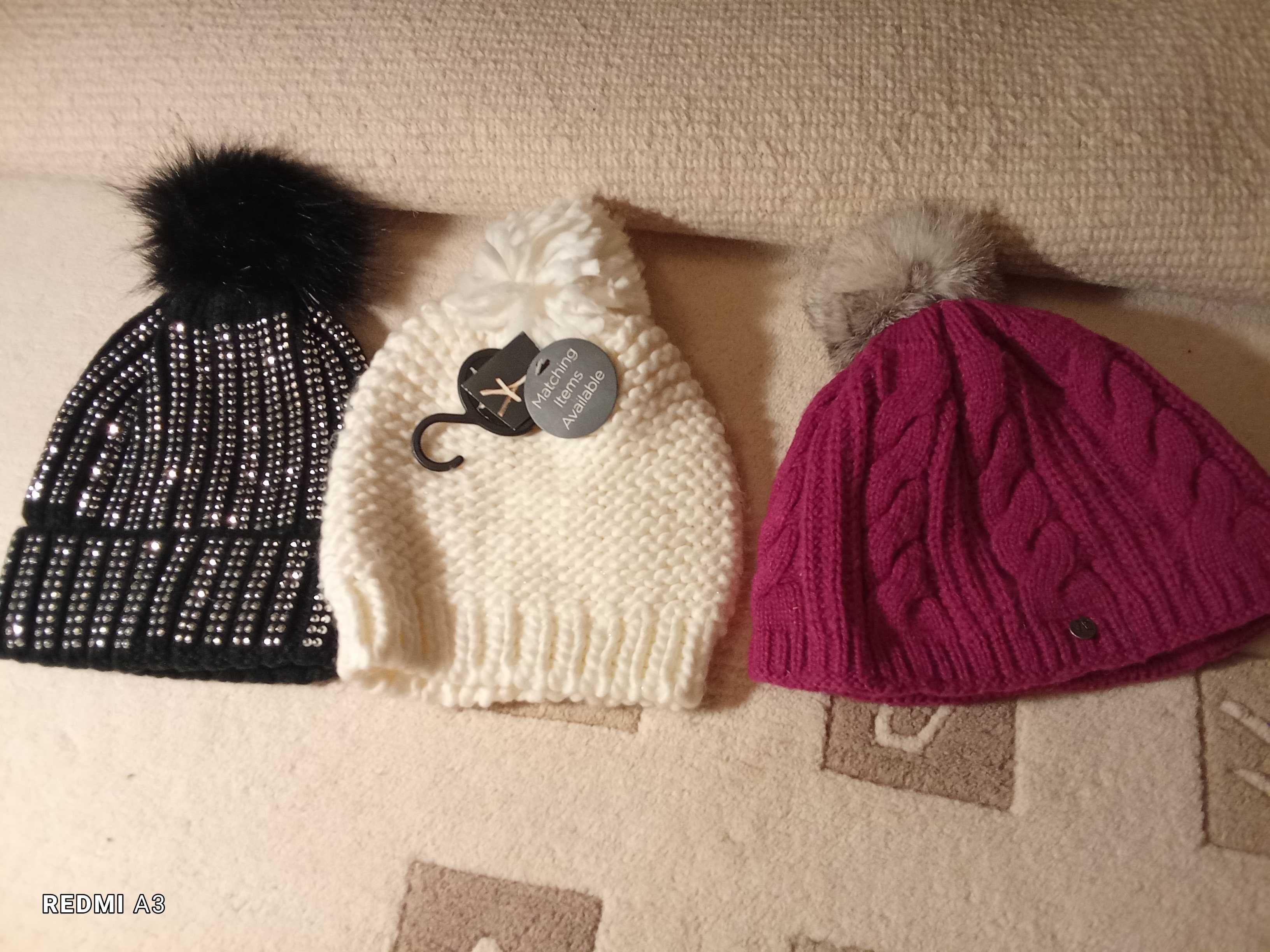 Czapka, szalik, Ręczna robota, wełna, modny zolty