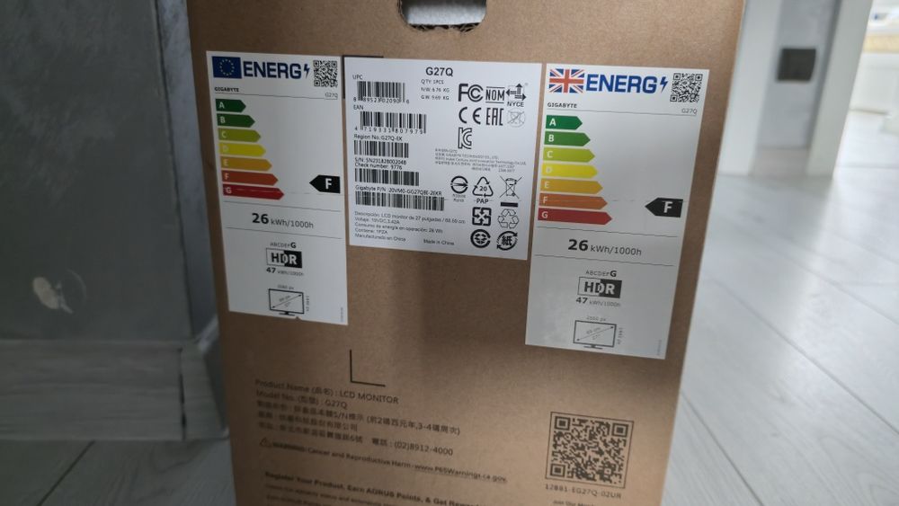 Monitor GIGABYTE G27Q 27" 144Hz 2560x1440px