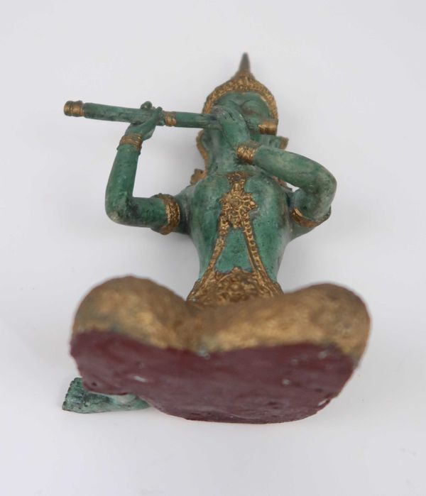 Buda Tailandês em bronze patinado - Tocador de Flauta