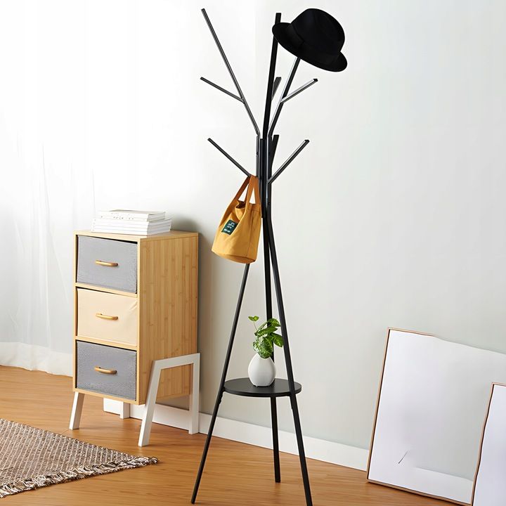 Wieszak Na Ubrania Stojący Podłogowy Metalowy Czarny Loft 180 Cm