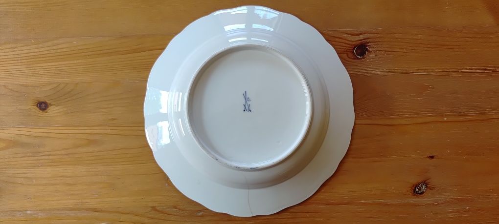 Talerz Porcelana, Kwiaty, Meissen, Miśnia
